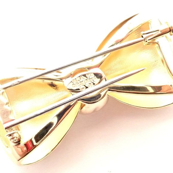 Rare! Authentic Van Cleef & Arpels 18k Yellow Gold Bow Design Pin Brooch - Picture 5 of 11